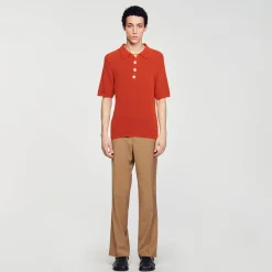 T-Shirts & Polos|Pulls & Gilets*SANDRO Polo En Maille Effet Bouclettes Orange