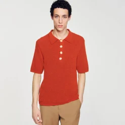 T-Shirts & Polos|Pulls & Gilets*SANDRO Polo En Maille Effet Bouclettes Orange