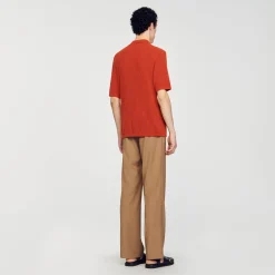 T-Shirts & Polos|Pulls & Gilets*SANDRO Polo En Maille Effet Bouclettes Orange