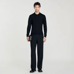 T-Shirts & Polos|Pulls & Gilets*SANDRO Polo En Maille Fine Noir