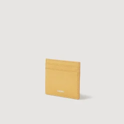 Petite Maroquinerie*SANDRO Porte-cartes En Cuir Reconstitué Beige