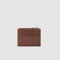Petite Maroquinerie*SANDRO Porte-cartes En Cuir Reconstitué Marron Foncé