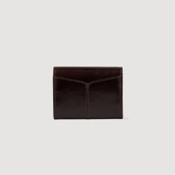 Autres Accessoires*SANDRO Porte-monnaie En Cuir Glacé Bordeaux