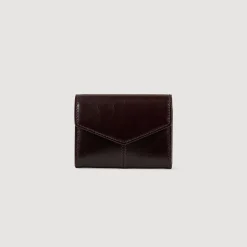 Autres Accessoires*SANDRO Porte-monnaie En Cuir Glacé Bordeaux