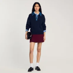 Pulls & Cardigans*SANDRO Pull à Col En Jean Marine