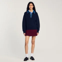 Pulls & Cardigans*SANDRO Pull à Col En Jean Marine
