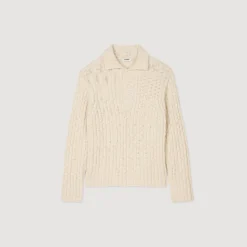 Manteaux & Blousons|T-Shirts & Polos*SANDRO Pull à Col Polo En Maille épaisse Beige