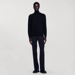 Pulls & Gilets*SANDRO Pull à Col Roulé En Laine Homme Noir