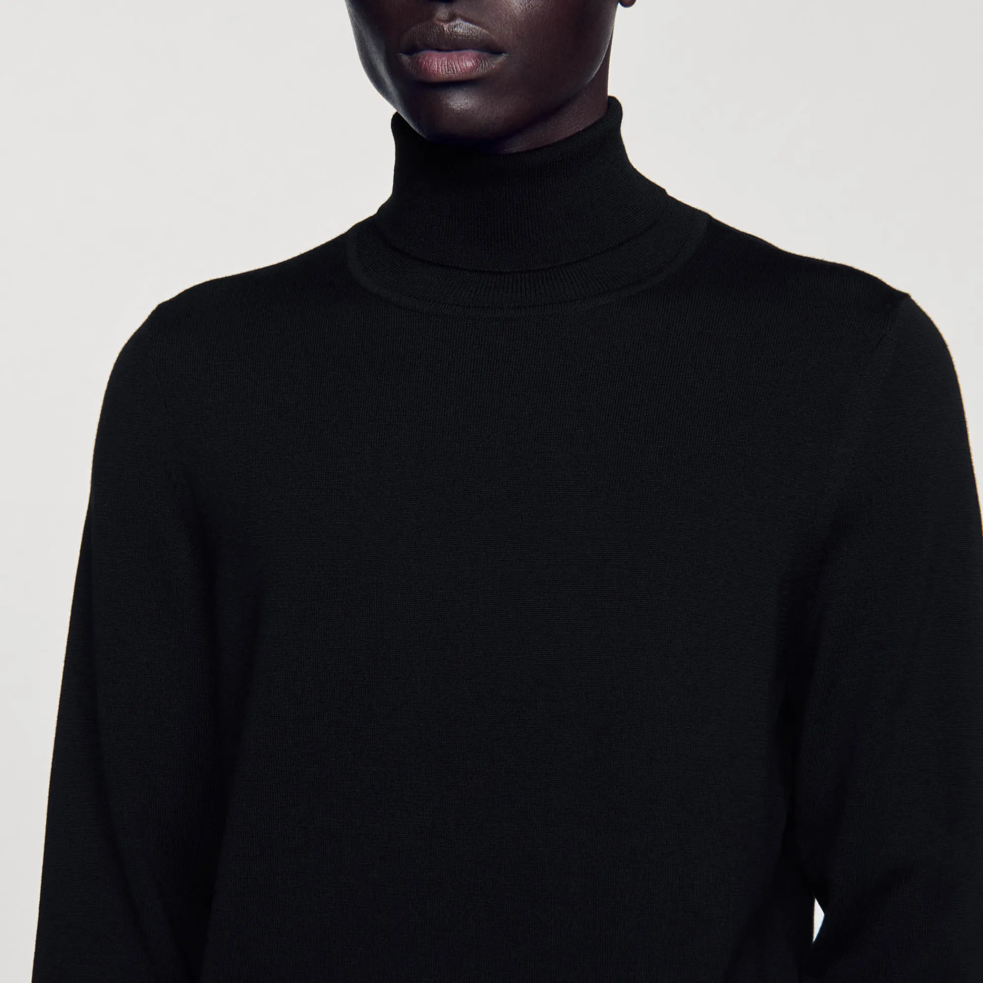 Pulls & Gilets*SANDRO Pull à Col Roulé En Laine Homme Noir