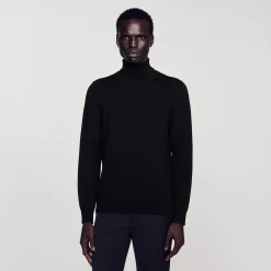 Pulls & Gilets*SANDRO Pull à Col Roulé En Laine Homme Noir