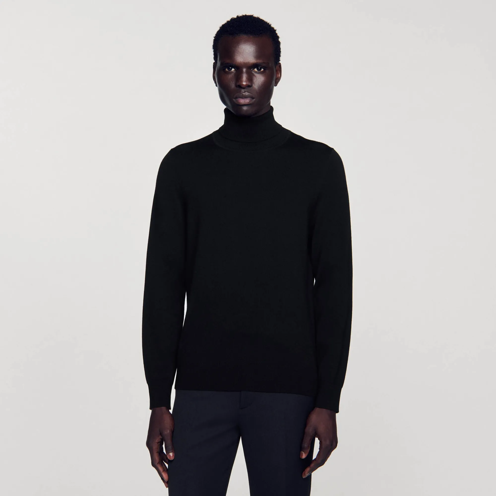 Pulls & Gilets*SANDRO Pull à Col Roulé En Laine Homme Noir