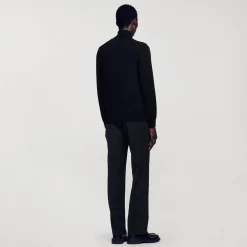 Pulls & Gilets*SANDRO Pull à Col Roulé En Laine Homme Noir