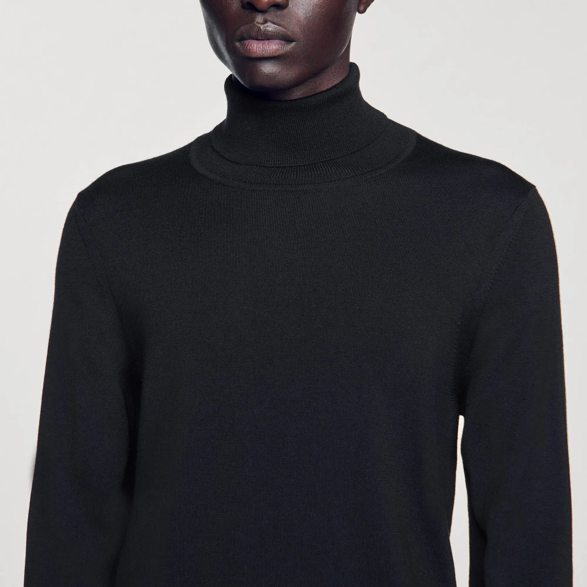 Pulls & Gilets*SANDRO Pull à Col Roulé En Laine Homme Marine