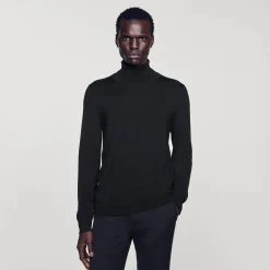 Pulls & Gilets*SANDRO Pull à Col Roulé En Laine Homme Marine
