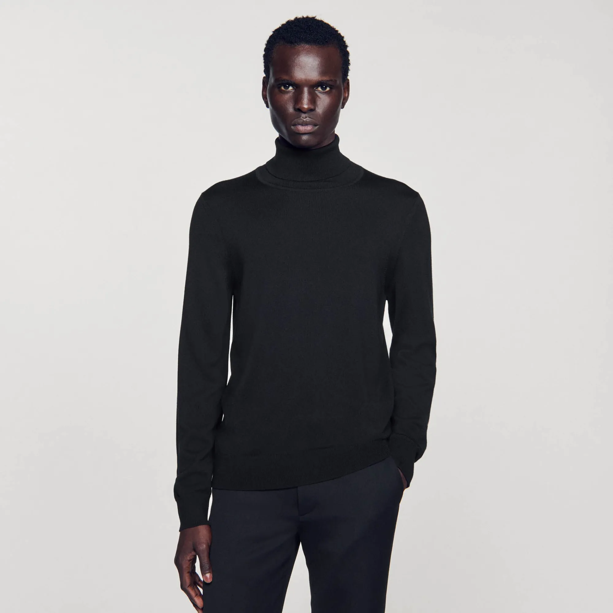 Pulls & Gilets*SANDRO Pull à Col Roulé En Laine Homme Marine