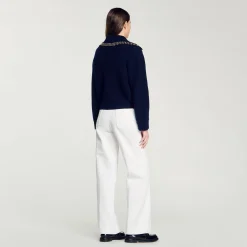 Pulls & Cardigans*SANDRO Pull à Col Vareuse Marine