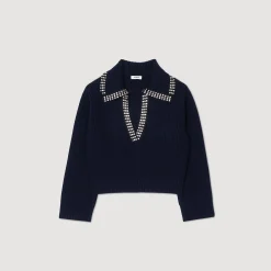 Pulls & Cardigans*SANDRO Pull à Col Vareuse Marine