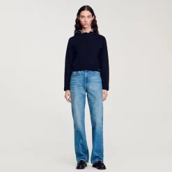Ensembles|Pulls & Cardigans*SANDRO Pull à Col Volanté Marine