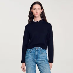 Ensembles|Pulls & Cardigans*SANDRO Pull à Col Volanté Marine