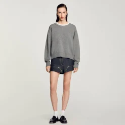 Pulls & Cardigans*SANDRO Pull Col Contrasté Gris