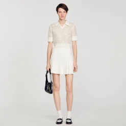 Pulls & Cardigans*SANDRO Pull Col Polo En Maille Ecru