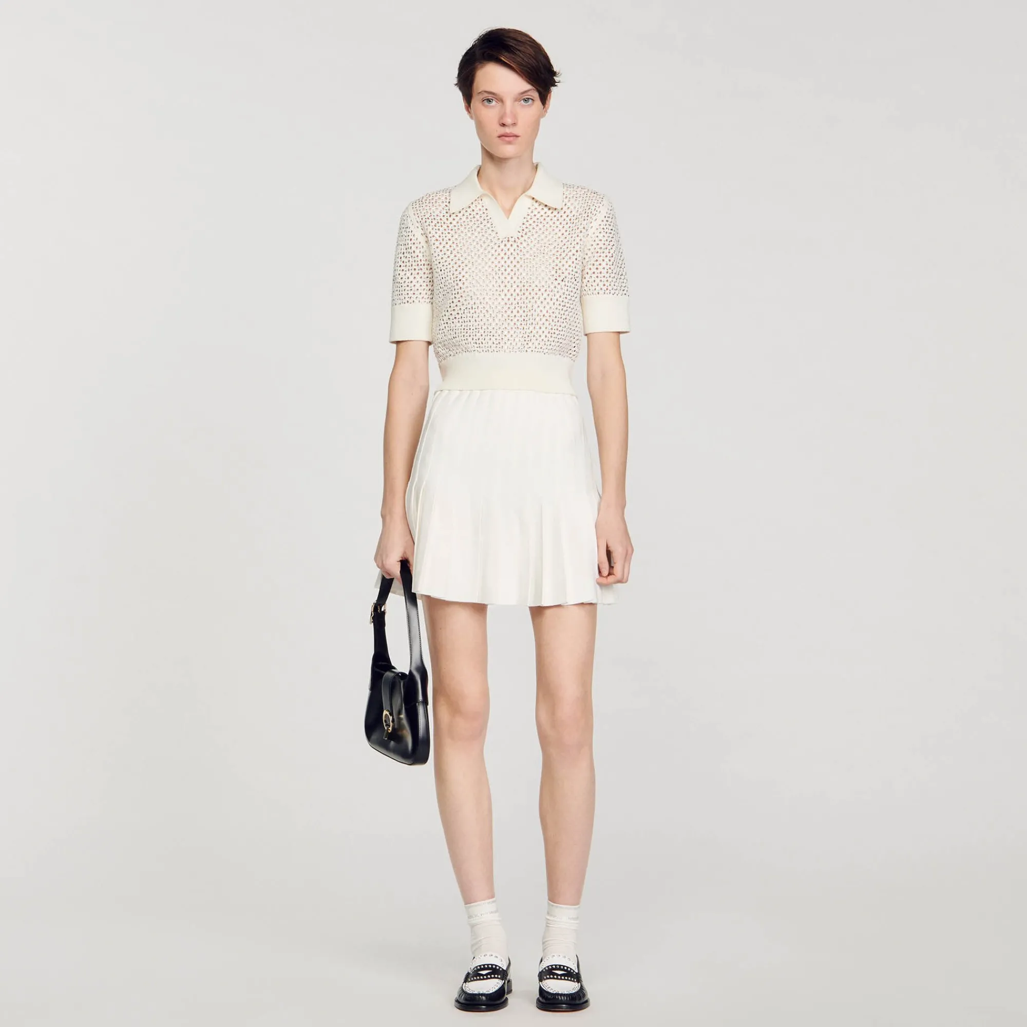 Pulls & Cardigans*SANDRO Pull Col Polo En Maille Ecru