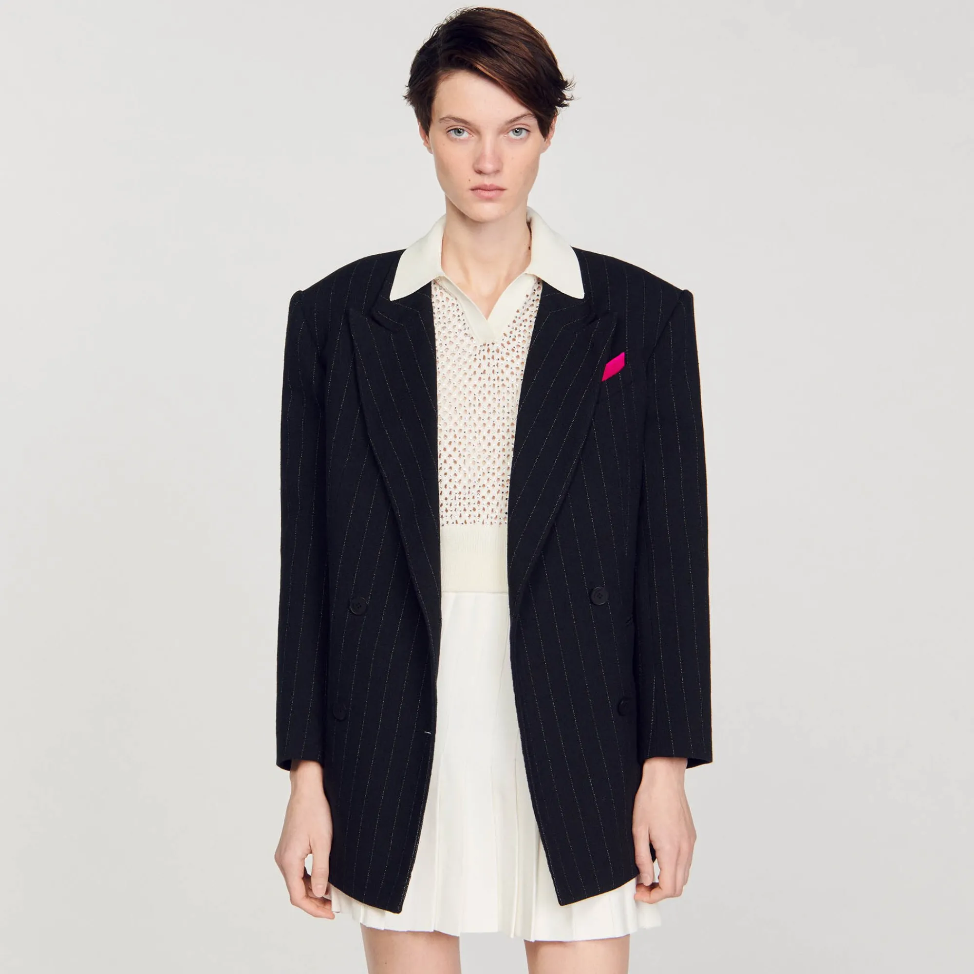 Pulls & Cardigans*SANDRO Pull Col Polo En Maille Ecru