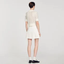 Pulls & Cardigans*SANDRO Pull Col Polo En Maille Ecru