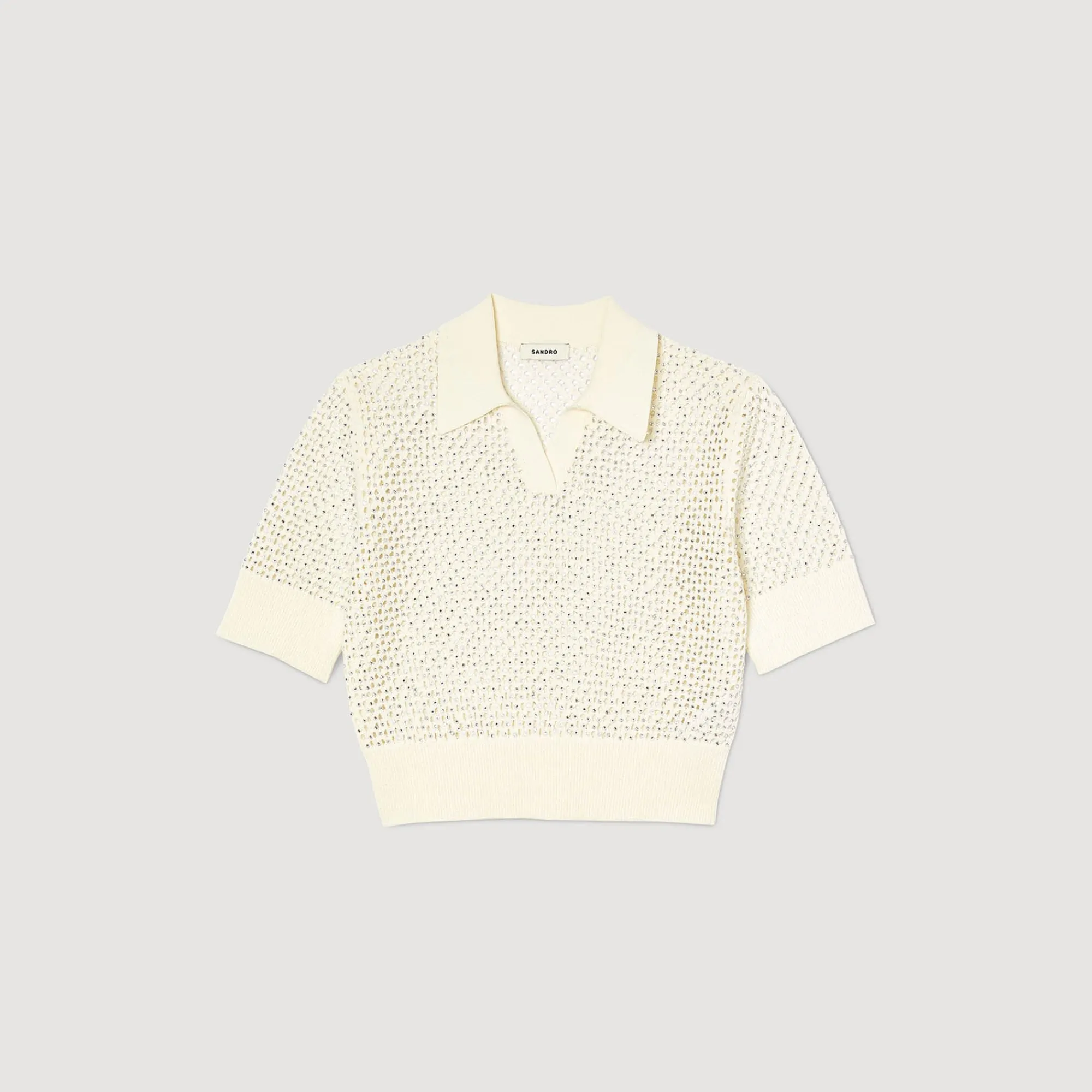 Pulls & Cardigans*SANDRO Pull Col Polo En Maille Ecru