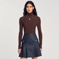 Pulls & Cardigans*SANDRO Pull Col Roulé Marron