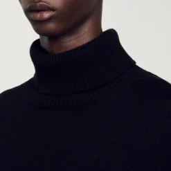 Pulls & Gilets*SANDRO Pull Col Roulé Laine Et Cachemire Noir
