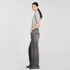 Pulls & Cardigans*SANDRO Pull Court Col Polo Gris Clair