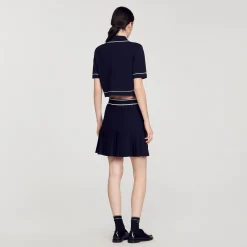 Pulls & Cardigans|Tops & Chemises*SANDRO Pull Court Col Polo Bleu marine