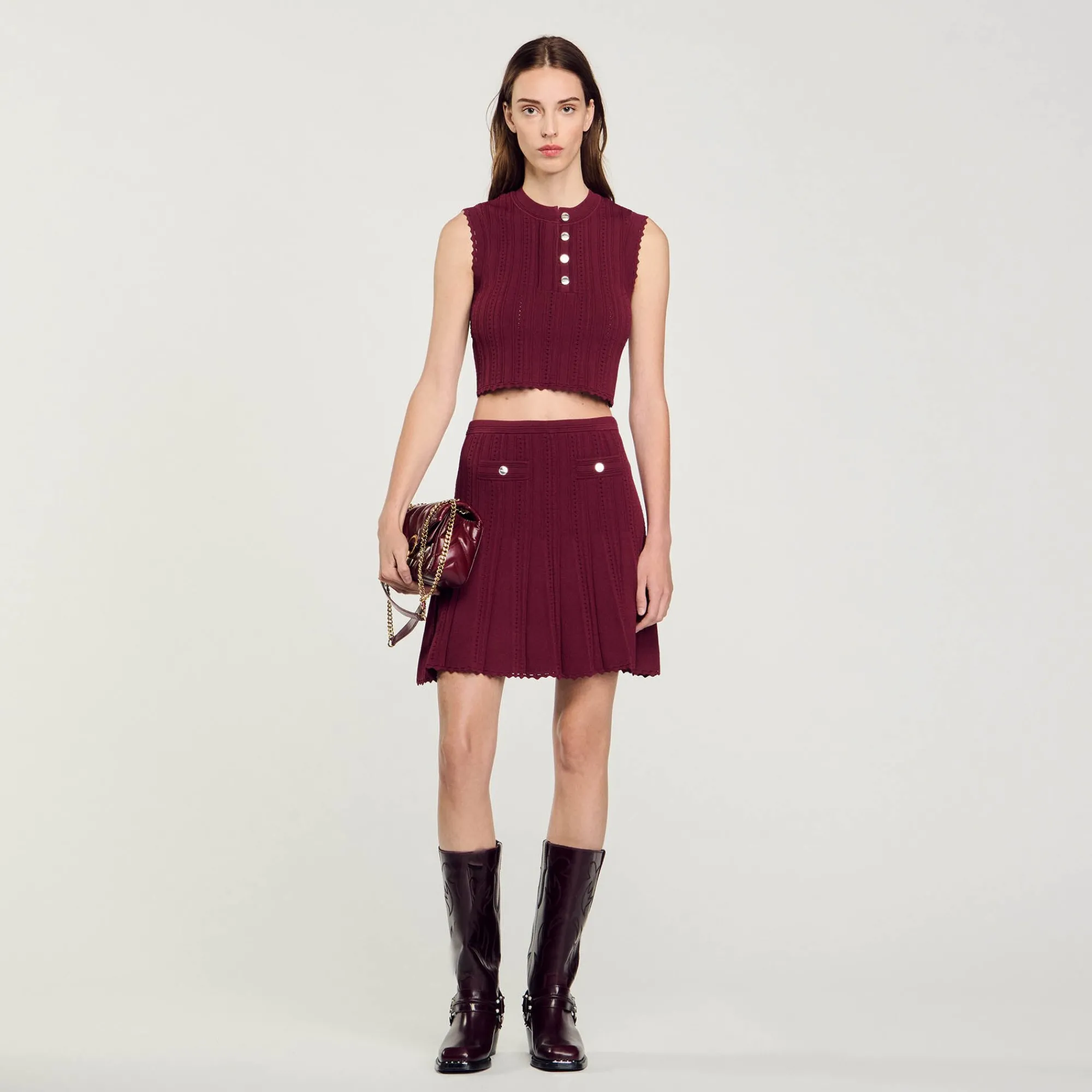 Ensembles|Pulls & Cardigans*SANDRO Pull Court Sans Manches Bordeaux