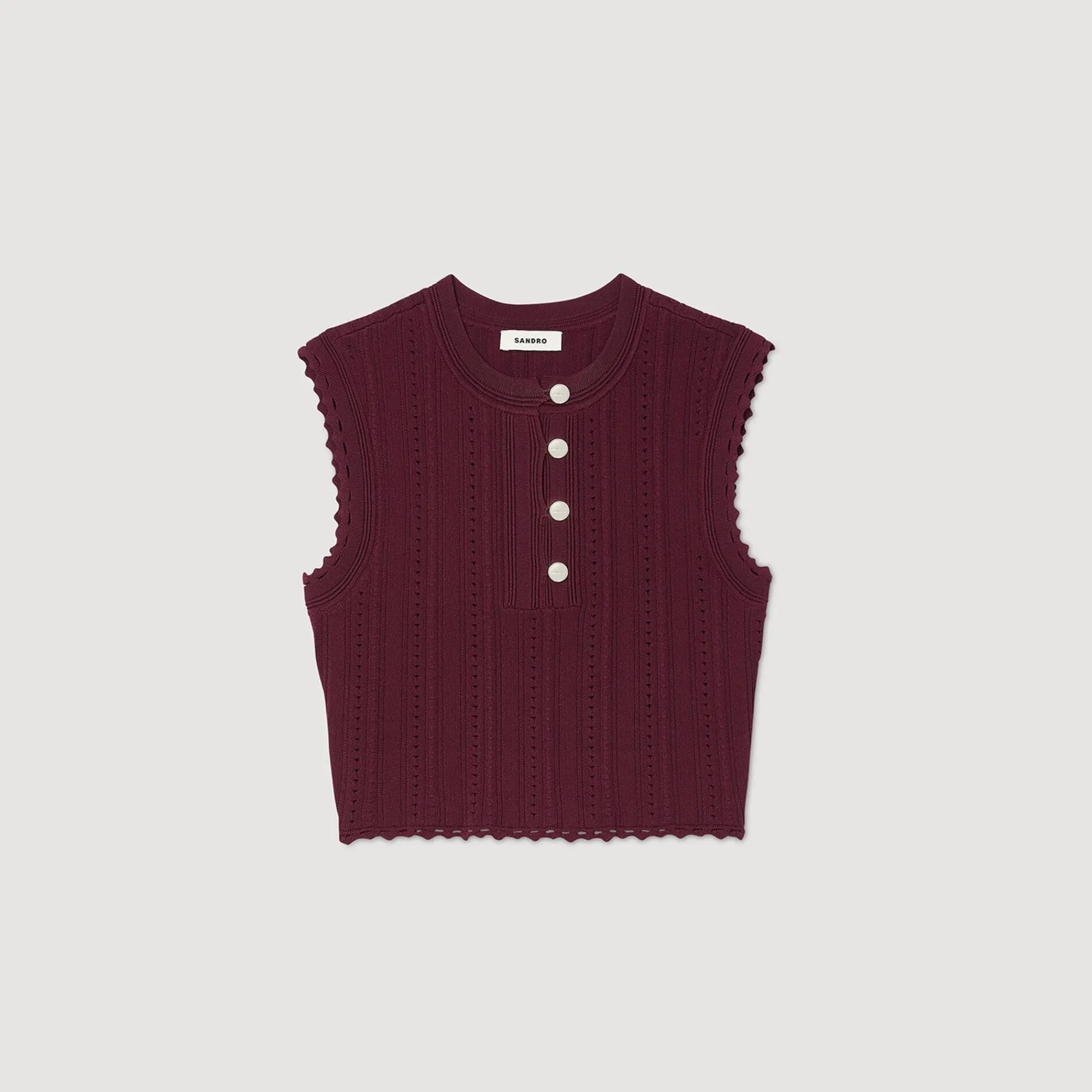 Ensembles|Pulls & Cardigans*SANDRO Pull Court Sans Manches Bordeaux