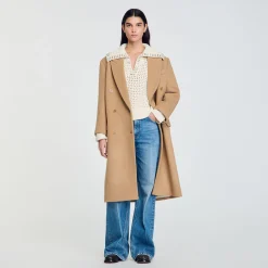 Pulls & Cardigans*SANDRO Pull En Laine à Col Vareuse Ecru
