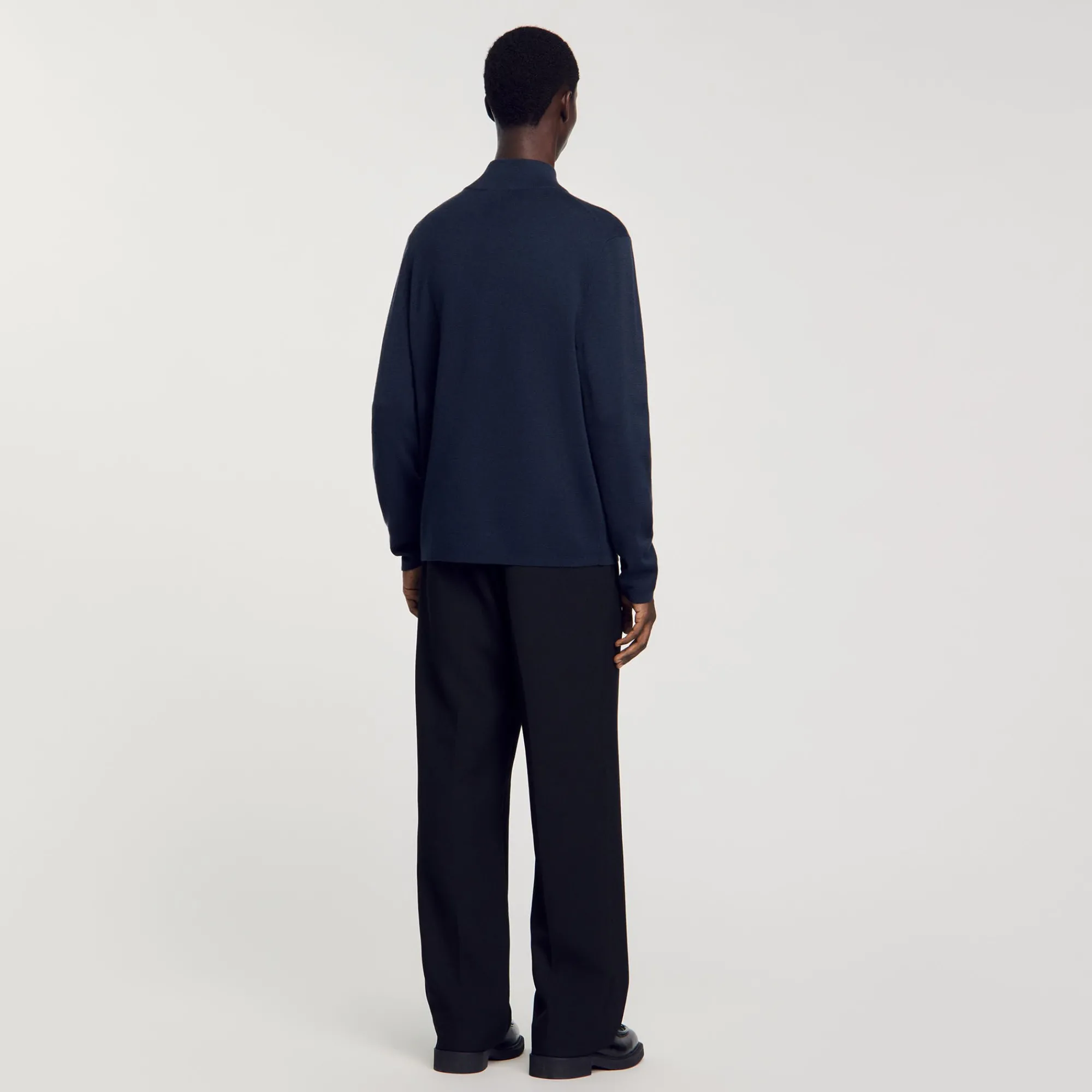 Pulls & Gilets*SANDRO Pull En Laine à Col Zippé Bleu Prusse