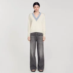 Pulls & Cardigans*SANDRO Pull En Laine Et Cachemire Ecru
