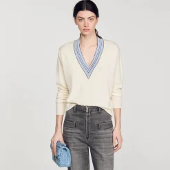 Pulls & Cardigans*SANDRO Pull En Laine Et Cachemire Ecru