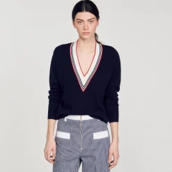 Pulls & Cardigans*SANDRO Pull En Laine Et Cachemire Bleu marine