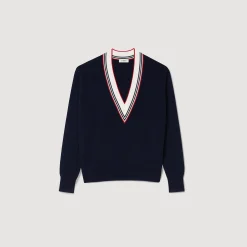 Pulls & Cardigans*SANDRO Pull En Laine Et Cachemire Bleu marine