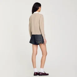 Pulls & Cardigans*SANDRO Pull En Laine Et Cachemire à Volant Beige