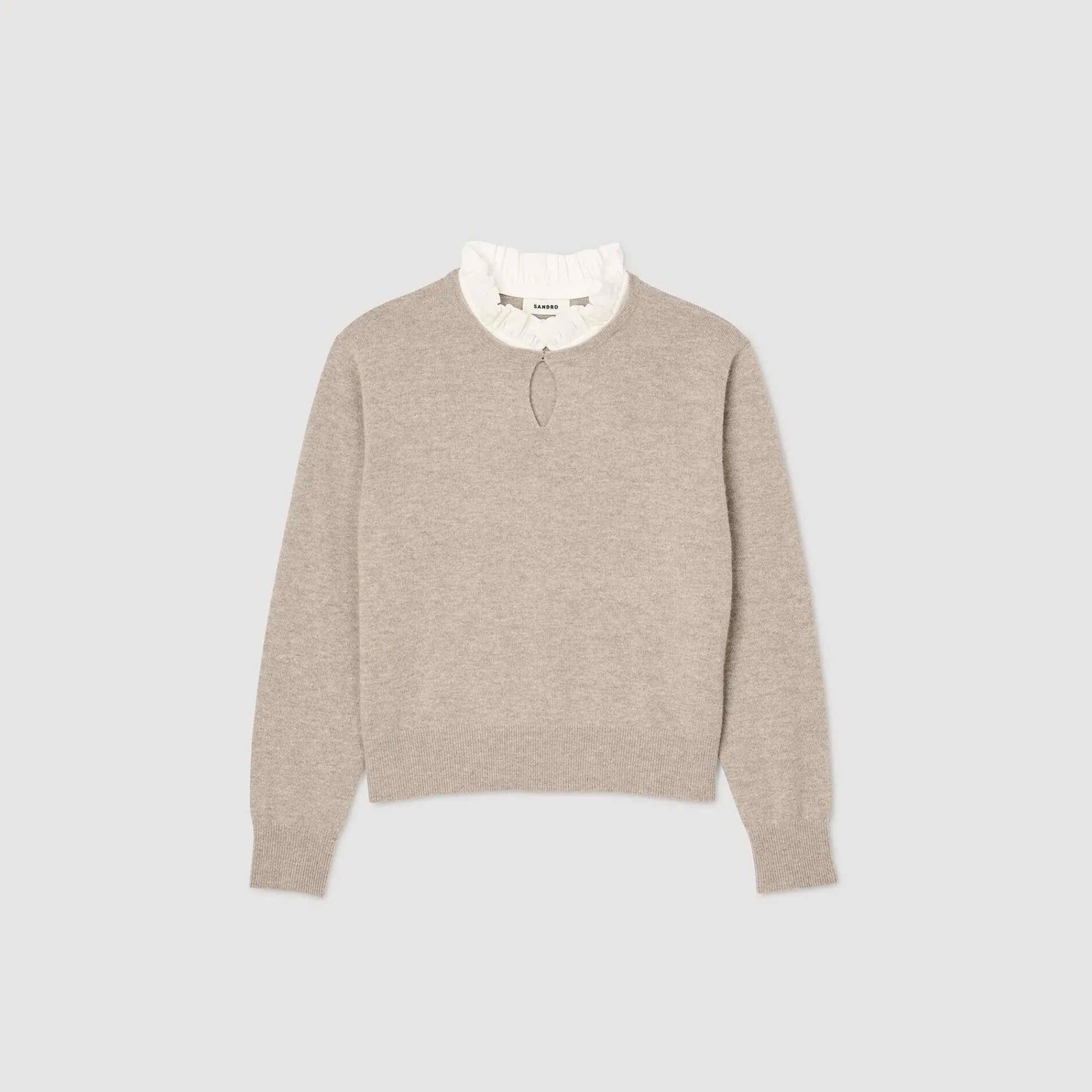 Pulls & Cardigans*SANDRO Pull En Laine Et Cachemire à Volant Beige