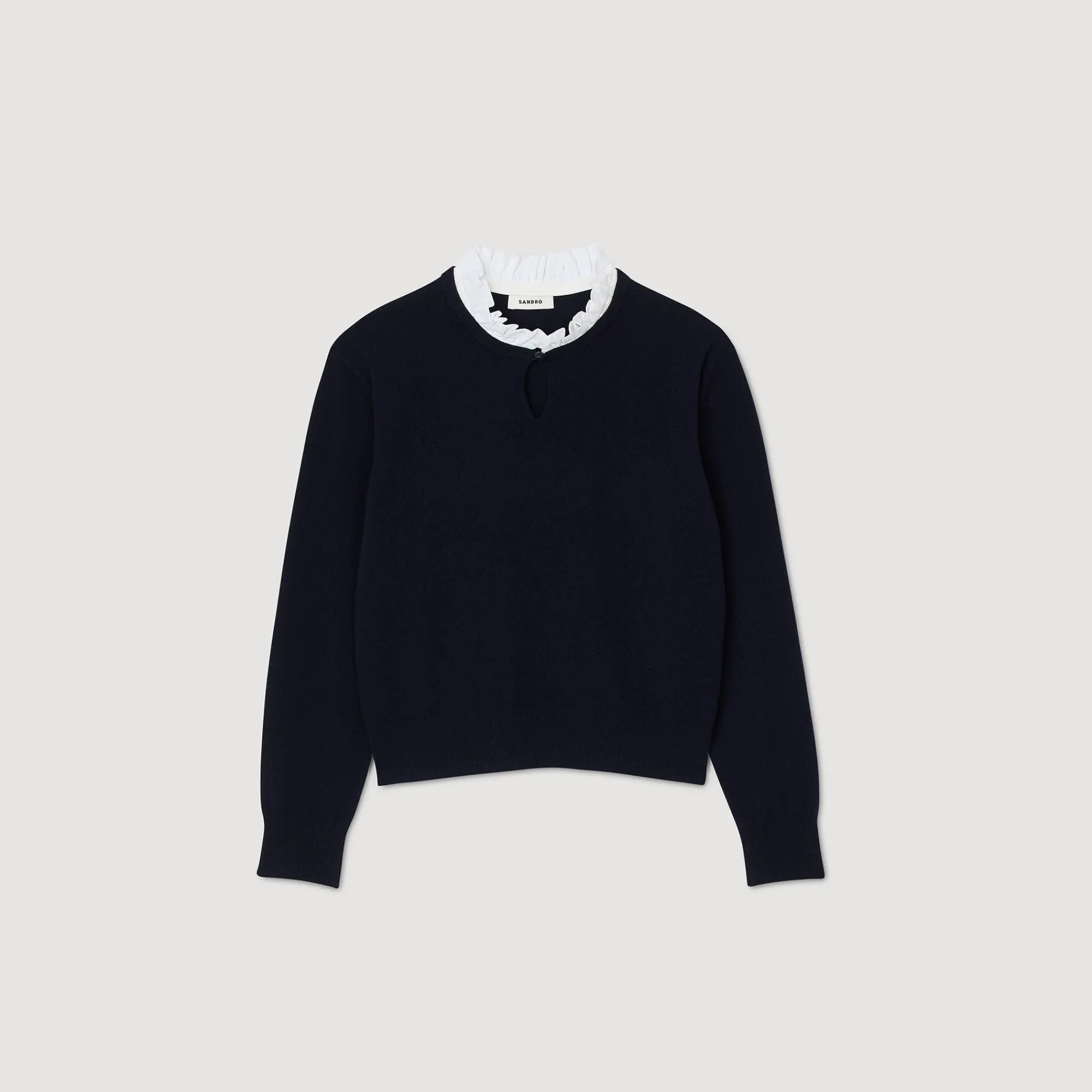 Pulls & Cardigans*SANDRO Pull En Laine Et Cachemire à Volant Marine