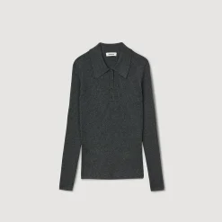 Pulls & Cardigans*SANDRO Pull En Maille à Côtes Gris Foncé