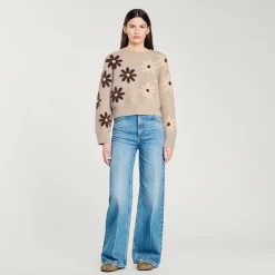 Pulls & Cardigans*SANDRO Pull En Maille à Fleurs Beige