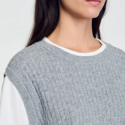 Pulls & Cardigans*SANDRO Pull En Maille Bimatières Gris