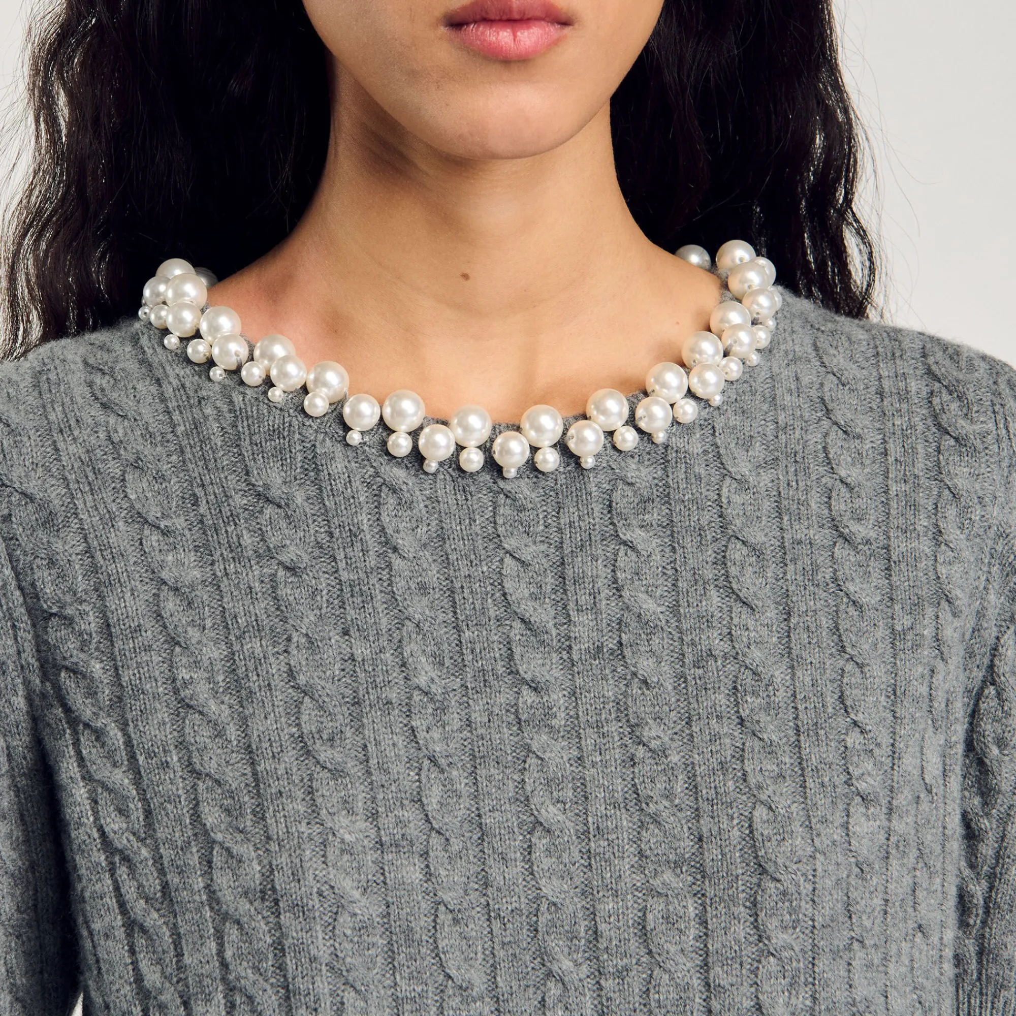 Pulls & Cardigans*SANDRO Pull En Maille Câblée Gris