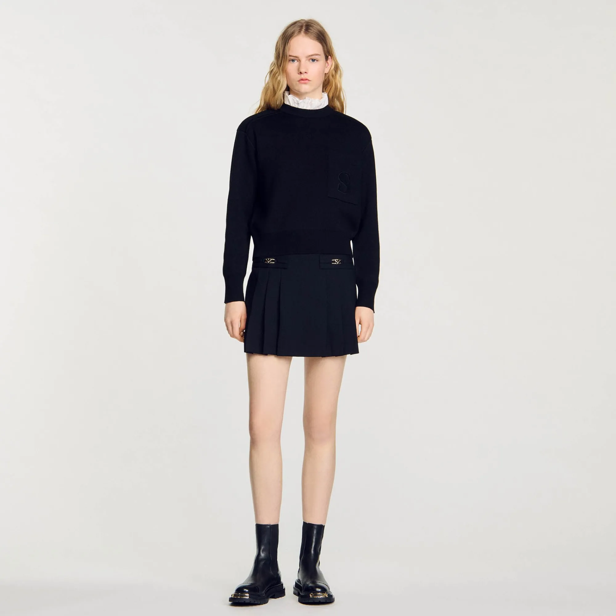 Pulls & Cardigans*SANDRO Pull En Maille Col Montant Noir