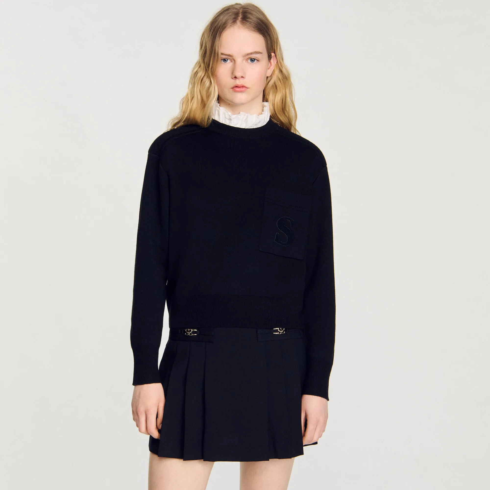 Pulls & Cardigans*SANDRO Pull En Maille Col Montant Noir